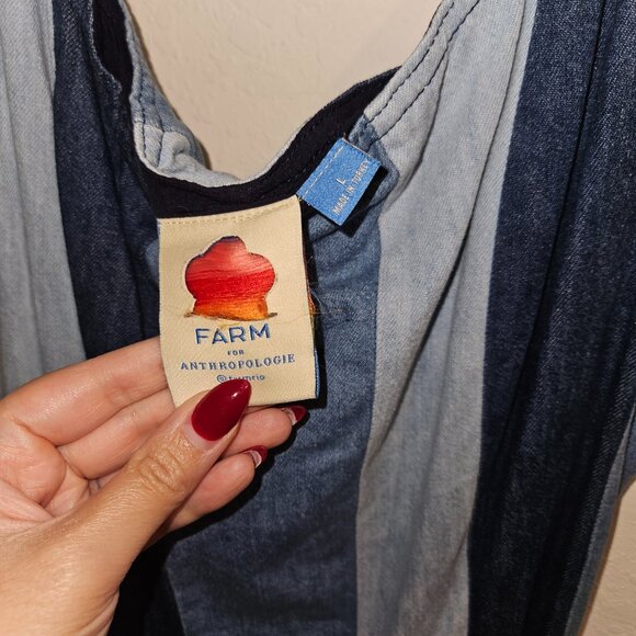 Farm Rio for Anthropologie Colorblock Denim Midi Dress Size Large - Picture 14 of 14
